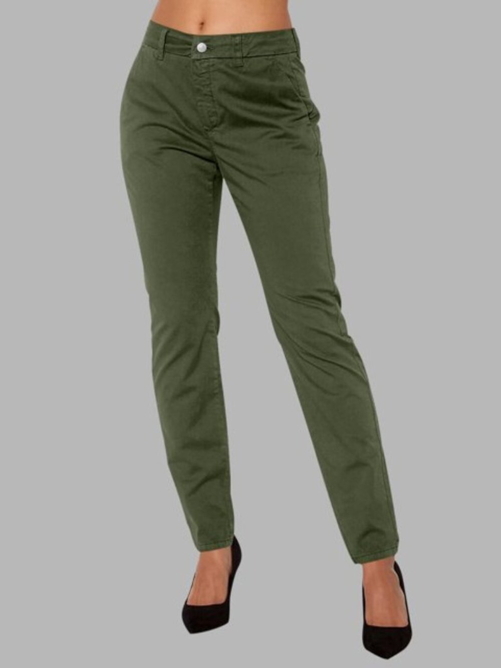 Dalia Olive Green High Waist Dress Pants with Pockets